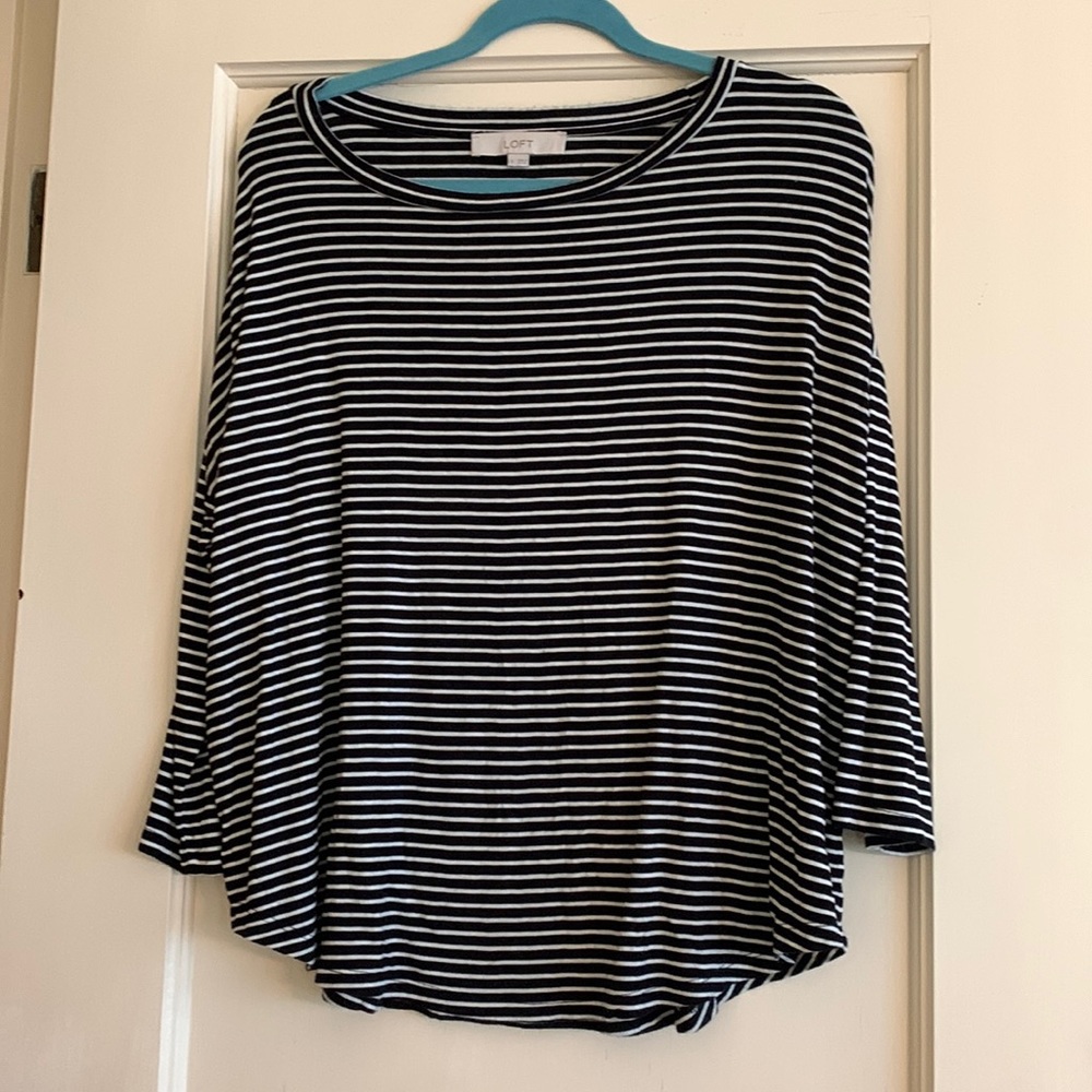 Loft long sleeve shirt great condition black with horizontal white stripes L